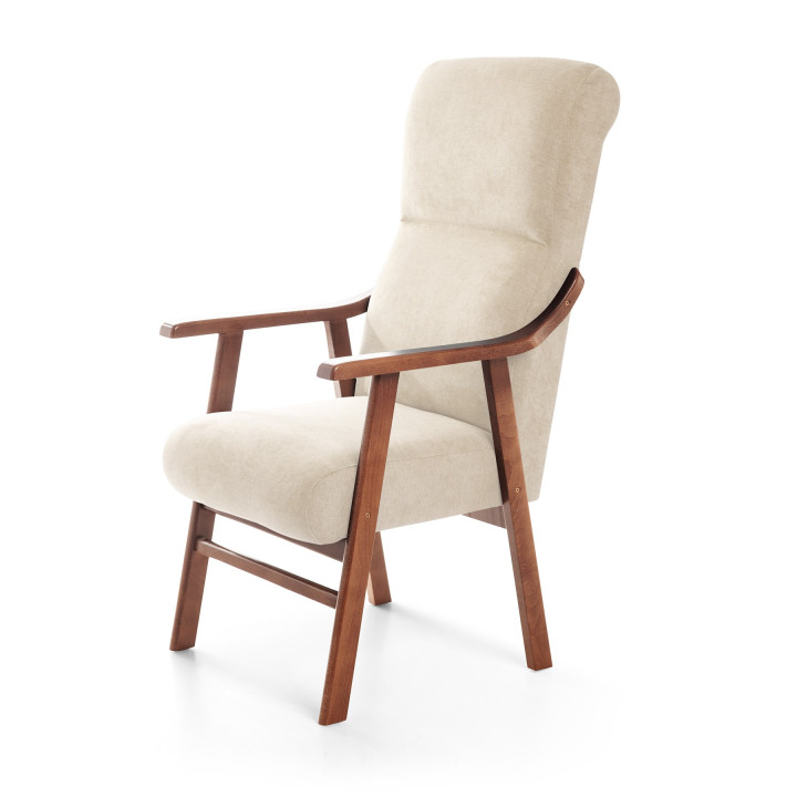 Sillón de madera tapizado PORTLAND NOGAL