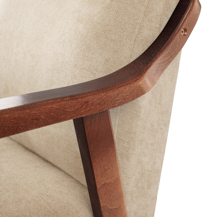 Sillón de madera tapizado PORTLAND NOGAL