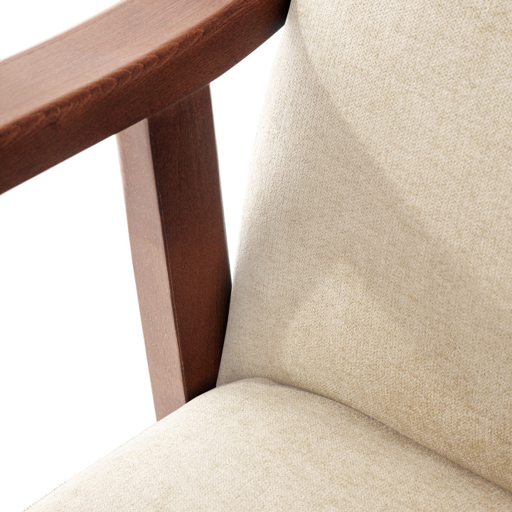 Sillón de madera tapizado PORTLAND NOGAL