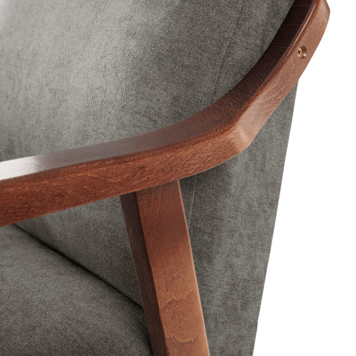 Sillón de madera tapizado PORTLAND NOGAL