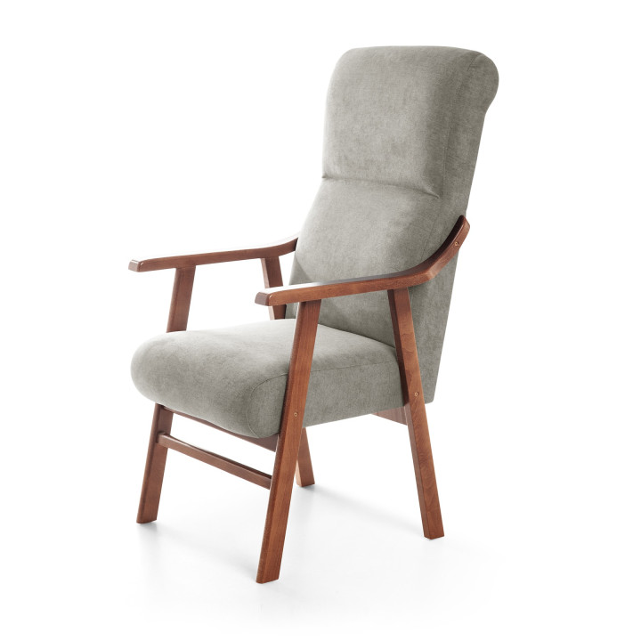 Sillón de madera tapizado PORTLAND NOGAL
