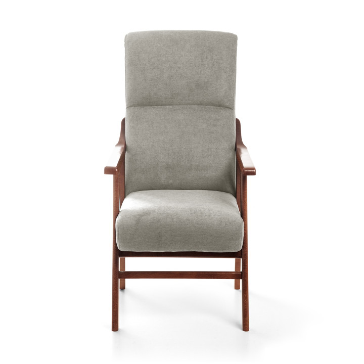 Sillón de madera tapizado PORTLAND NOGAL