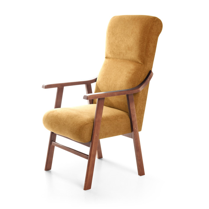 Sillón de madera tapizado PORTLAND NOGAL