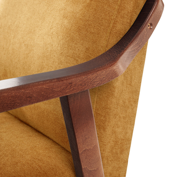 Sillón de madera tapizado PORTLAND NOGAL