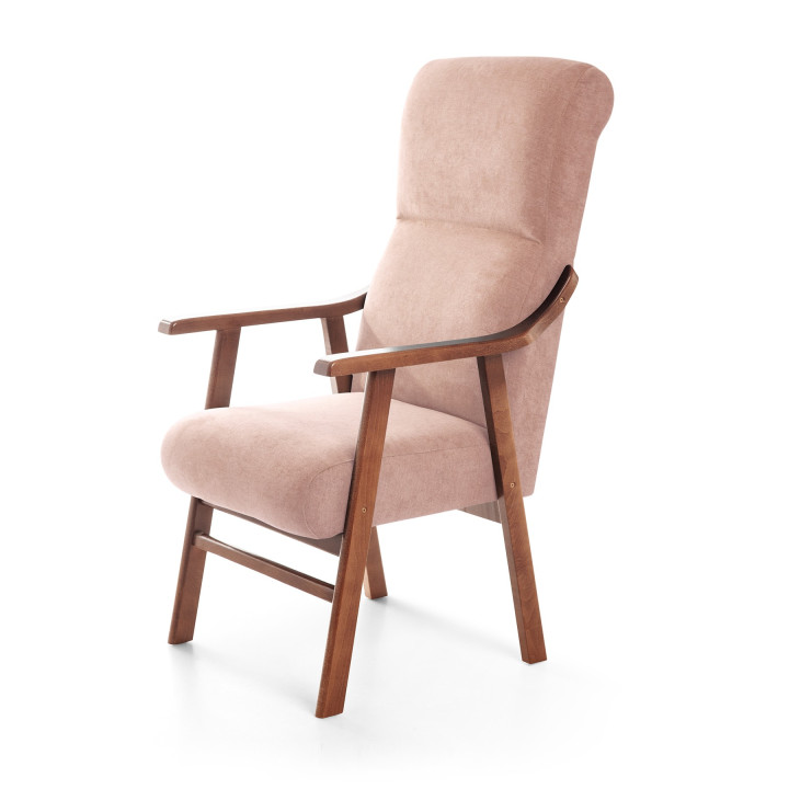 Sillón de madera tapizado PORTLAND NOGAL