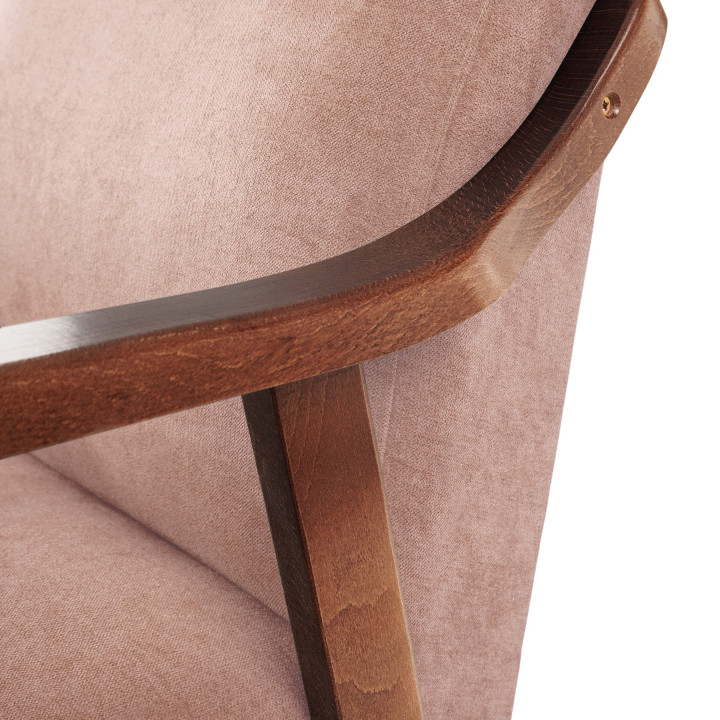 Sillón de madera tapizado PORTLAND NOGAL