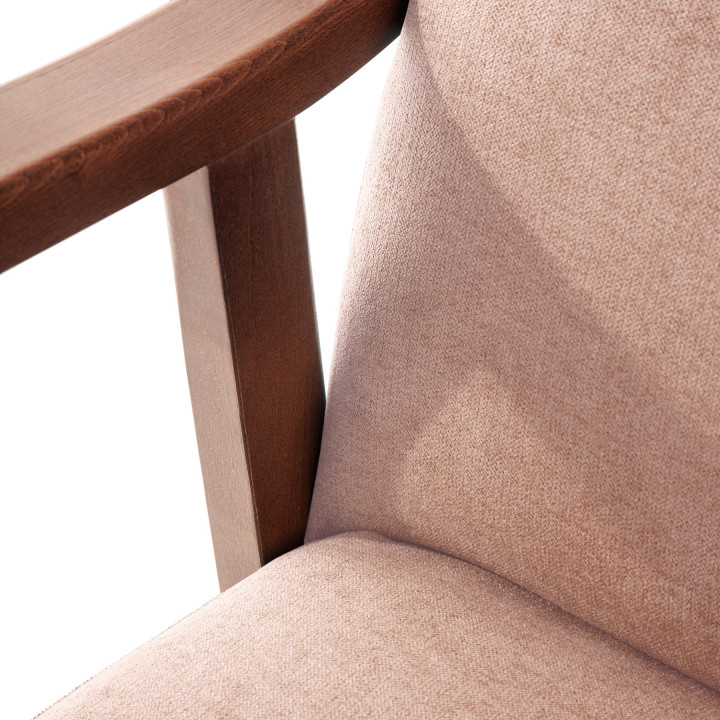Sillón de madera tapizado PORTLAND NOGAL