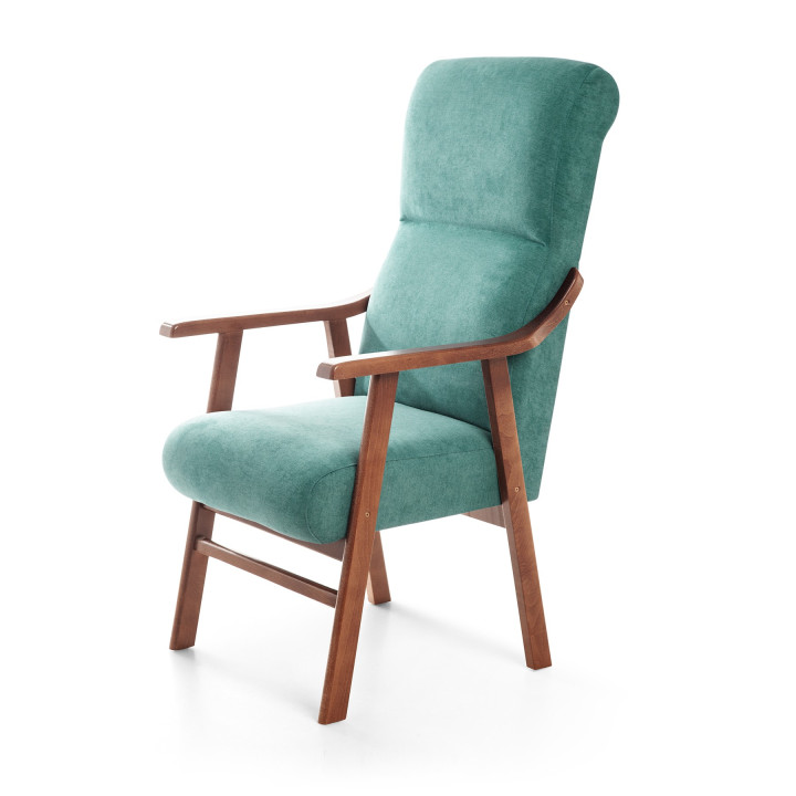 Sillón de madera tapizado PORTLAND NOGAL