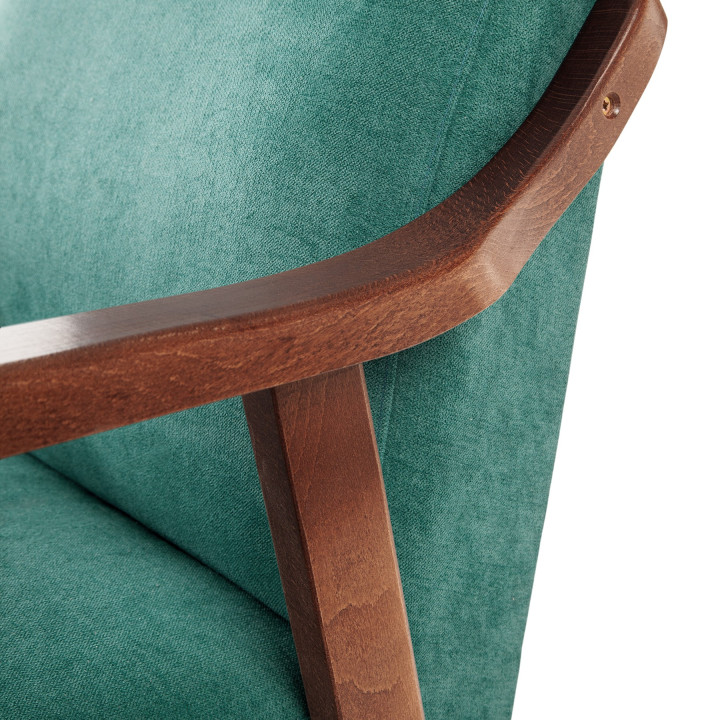 Sillón de madera tapizado PORTLAND NOGAL