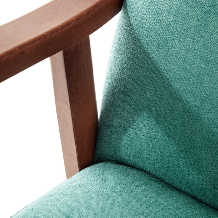 Sillón de madera tapizado PORTLAND NOGAL