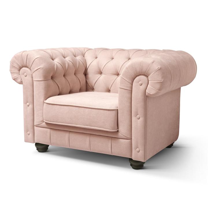 Sillón Chesterfield con capitoné real tapizado en tela