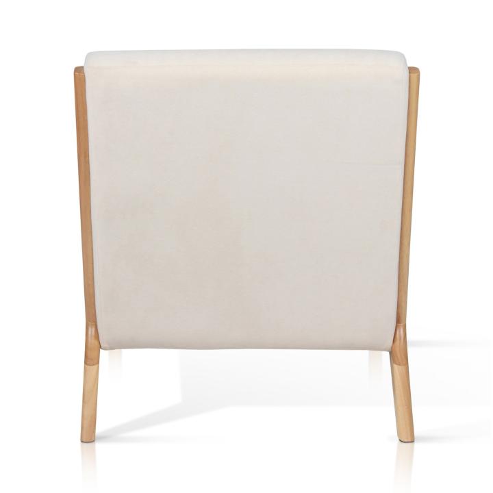 Sillón de madera con tapizado en microfibra color Beige NORDEN