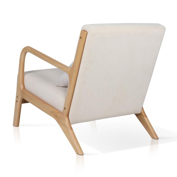 Sillón de madera con tapizado en microfibra color Beige NORDEN