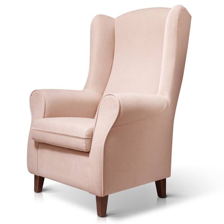 Sillón orejero grande XXL grande modelo Irene tapizado en tela anti manchas