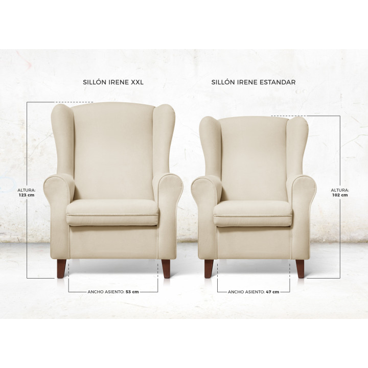 Diferencias entre sillón orejero Irene y sillón orejero grande XXL Irene