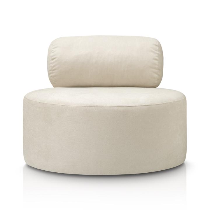 Sillón redondo acolchado tapizado en tela antimanchas CAMILA
