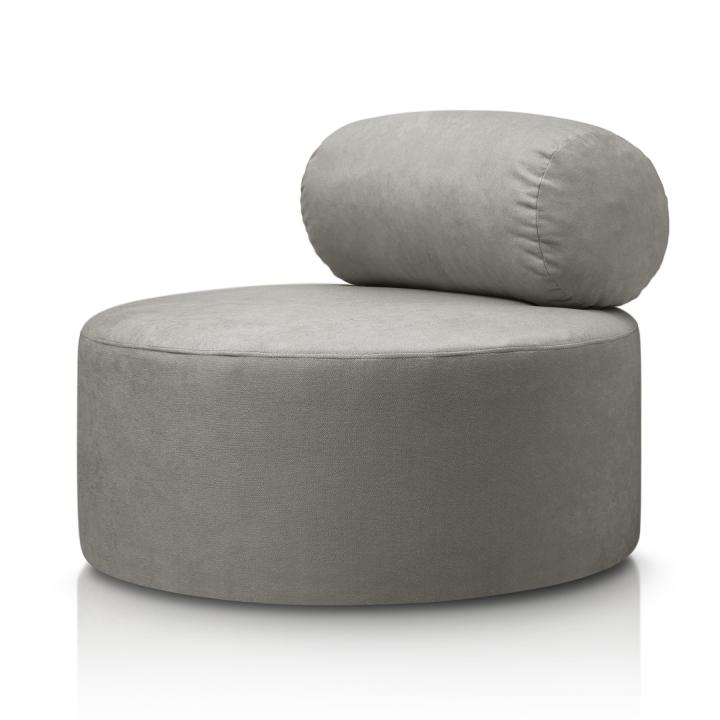 Sillón redondo acolchado tapizado en tela antimanchas CAMILA