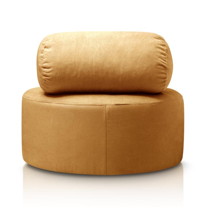 Sillón redondo acolchado tapizado en tela antimanchas CAMILA