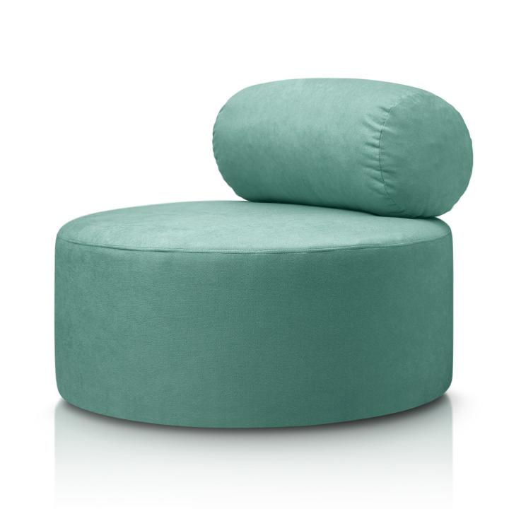Sillón redondo acolchado tapizado en tela antimanchas CAMILA