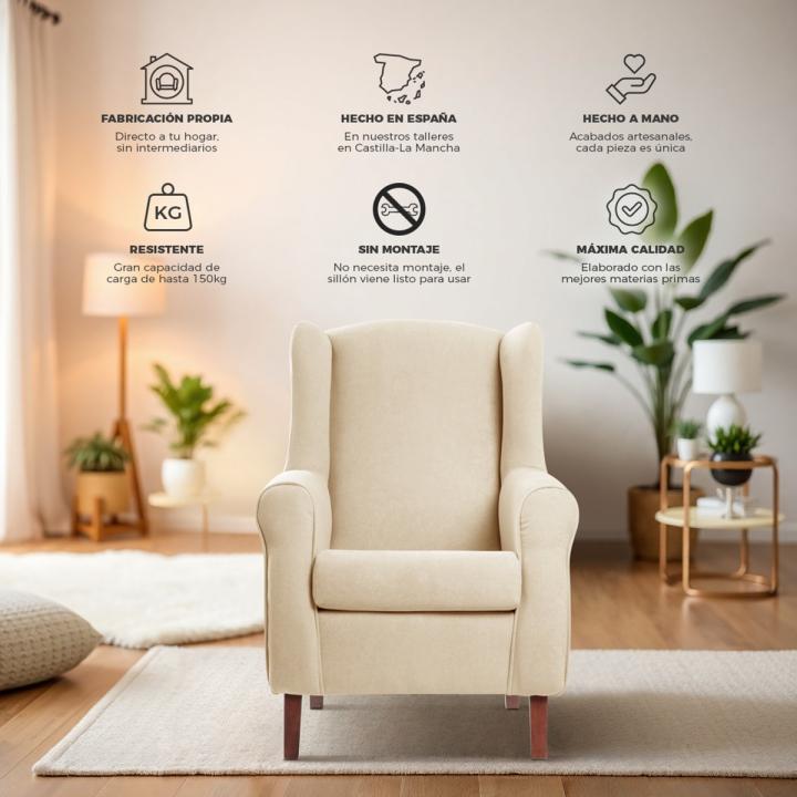 Sillón orejero tapizado CARLA