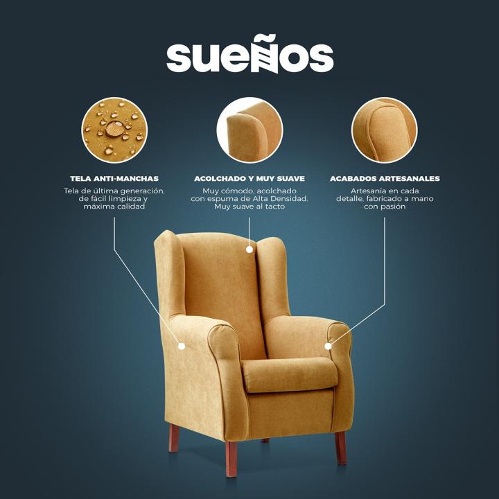 Sillón orejero tapizado CARLA