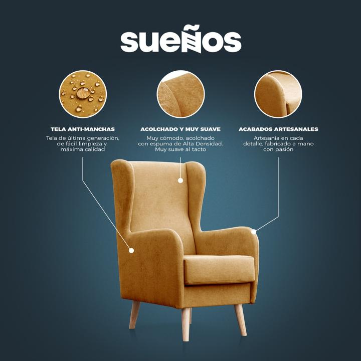 Sillón orejero tapizado NAREX