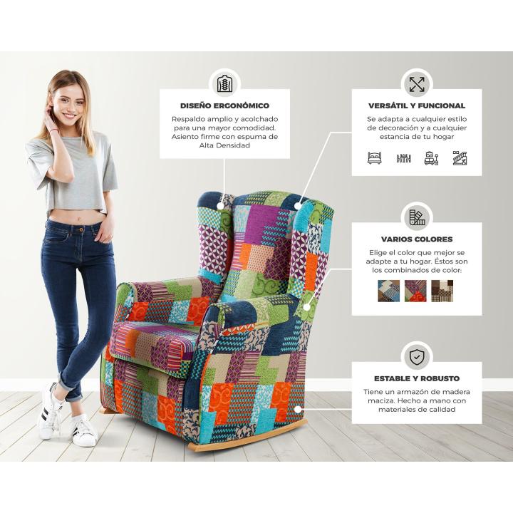 Balancín orejero tapizado PATCHWORK
