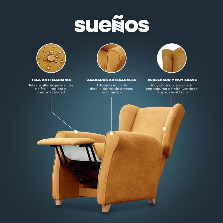 Sillón reclinable tapizado IRENE