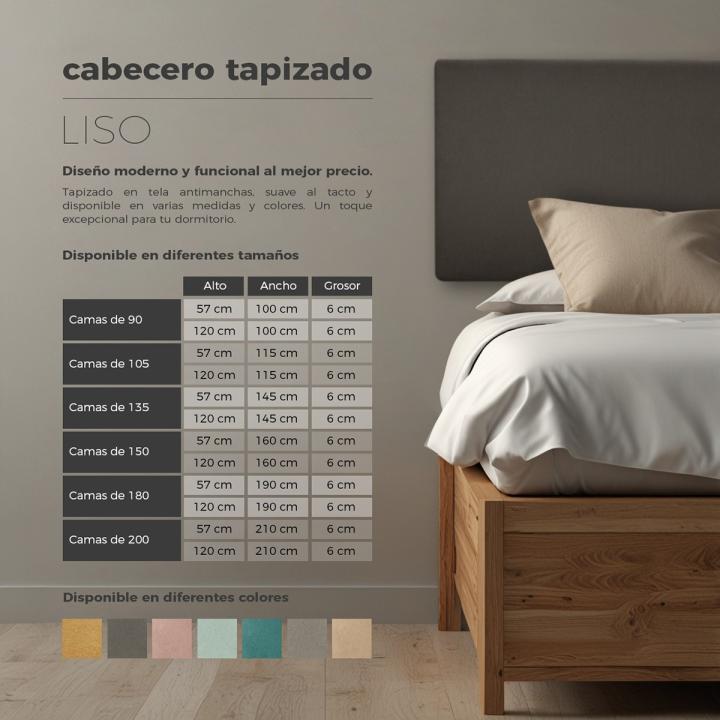 Cabecero de cama tapizado LISO