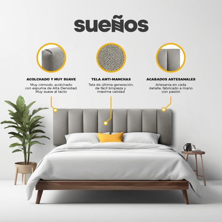 Cabecero de cama tapizado con patas MÓDENA