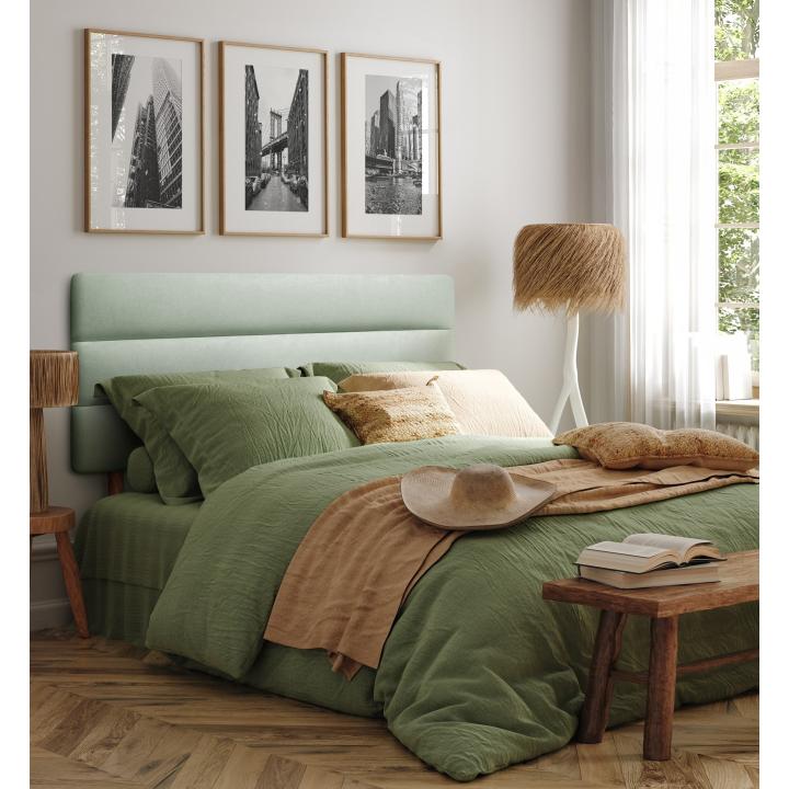 Cabecero de cama tapizado con patas de madera DEVA