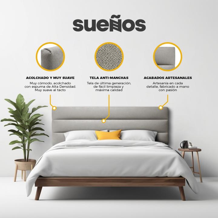 Cabecero de cama tapizado con patas de madera DEVA