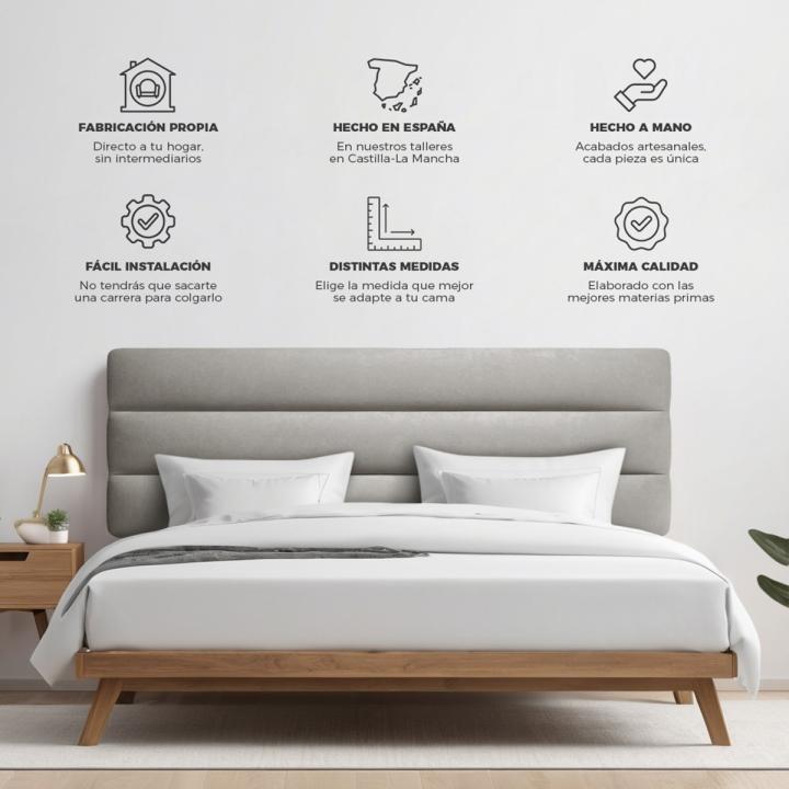 Cabecero de cama tapizado con patas de madera DEVA