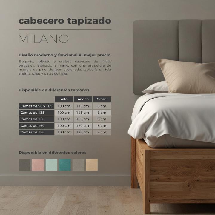 Cabecero tapizado con patas de madera MILANO