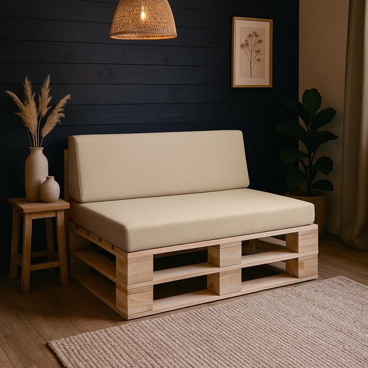 Pack asiento y respaldo enfundado en tela antimanchas para sofás de palets