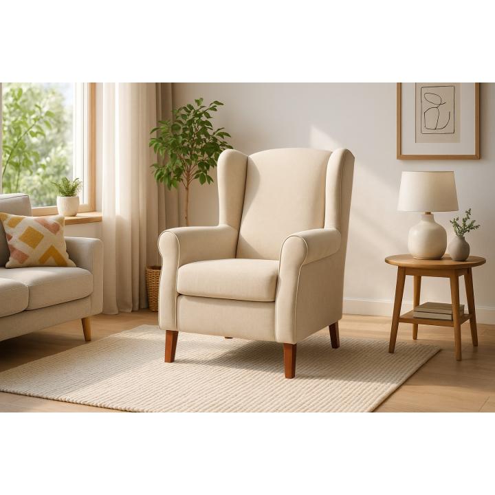 Sillón orejero tapizado CARLA