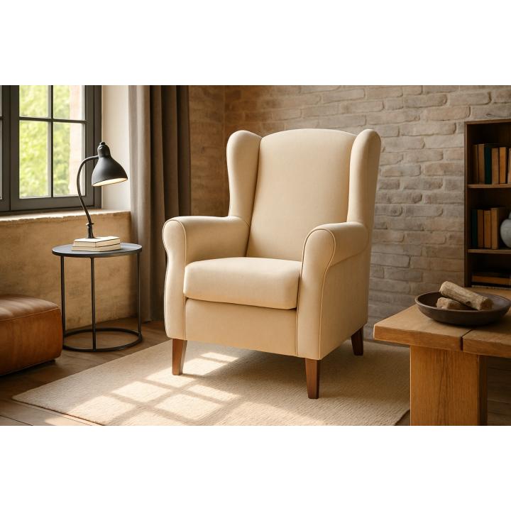 Sillón orejero tapizado CARLA