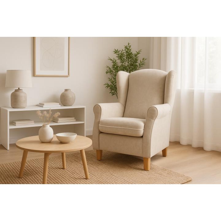 Sillón orejero tapizado IRENE