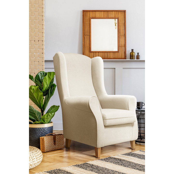 Sillón orejero grande XXL grande modelo Irene tapizado en tela anti manchas
