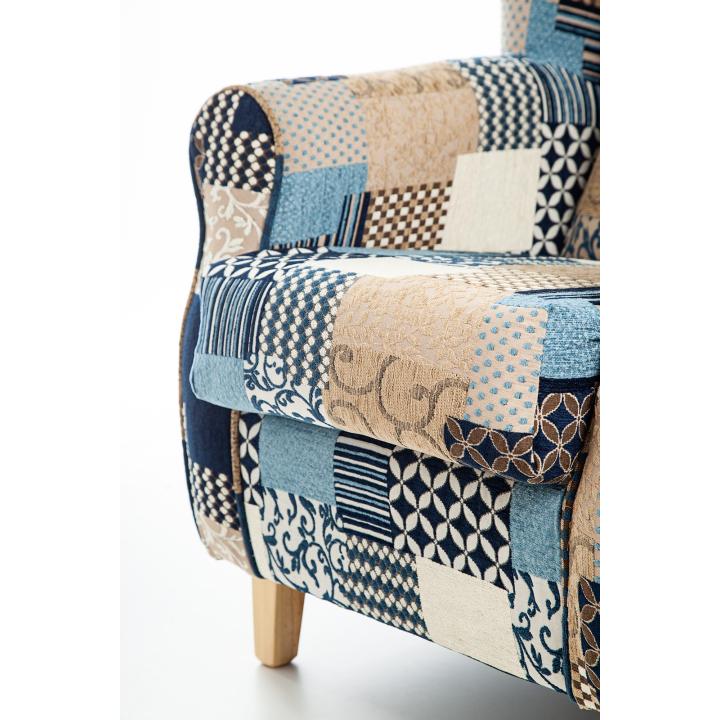 Sillón orejero tapizado estampado  PATCHWORK