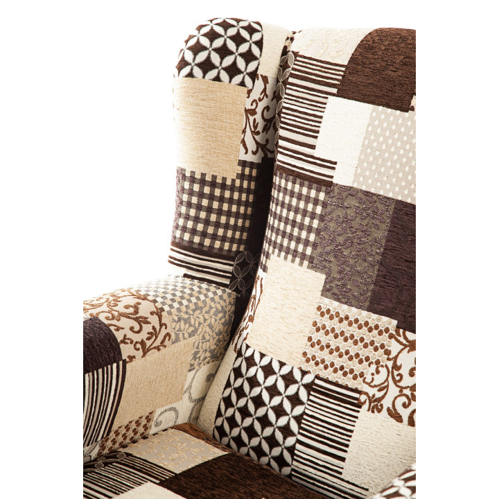 Sillón orejero tapizado estampado  PATCHWORK